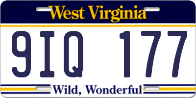 WV license plate 9IQ177