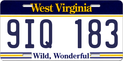 WV license plate 9IQ183