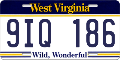 WV license plate 9IQ186