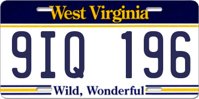 WV license plate 9IQ196