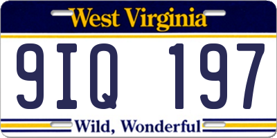 WV license plate 9IQ197