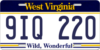 WV license plate 9IQ220