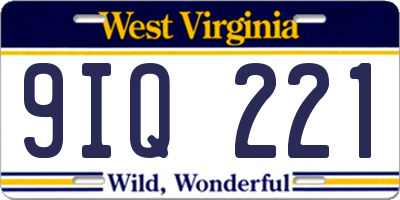 WV license plate 9IQ221