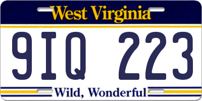 WV license plate 9IQ223