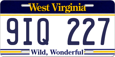 WV license plate 9IQ227