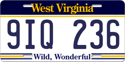 WV license plate 9IQ236