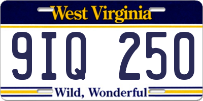 WV license plate 9IQ250