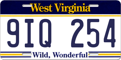 WV license plate 9IQ254