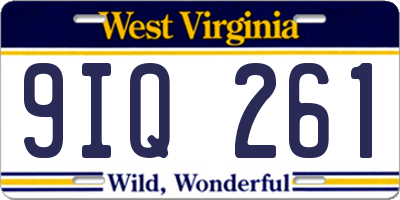 WV license plate 9IQ261