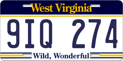 WV license plate 9IQ274
