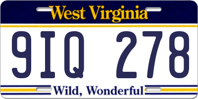 WV license plate 9IQ278
