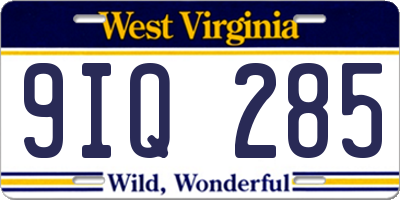 WV license plate 9IQ285