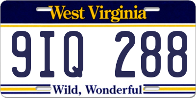 WV license plate 9IQ288
