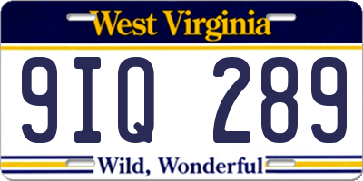 WV license plate 9IQ289