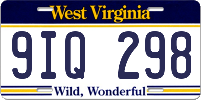 WV license plate 9IQ298