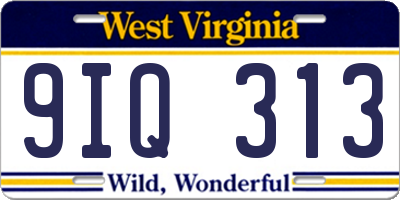WV license plate 9IQ313