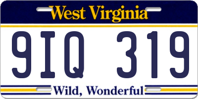 WV license plate 9IQ319