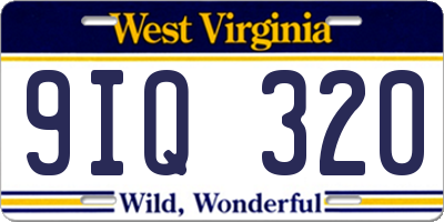 WV license plate 9IQ320