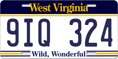WV license plate 9IQ324