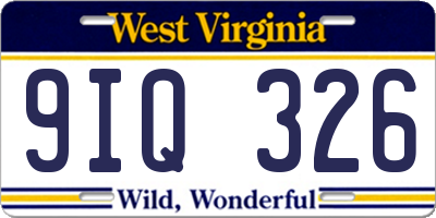 WV license plate 9IQ326