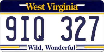 WV license plate 9IQ327