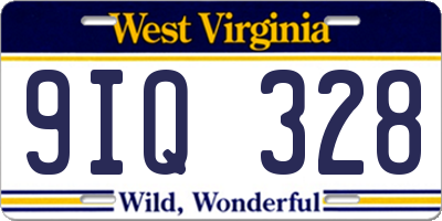 WV license plate 9IQ328