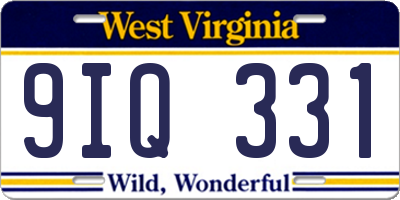 WV license plate 9IQ331