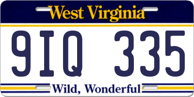 WV license plate 9IQ335