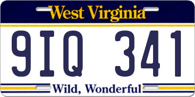 WV license plate 9IQ341