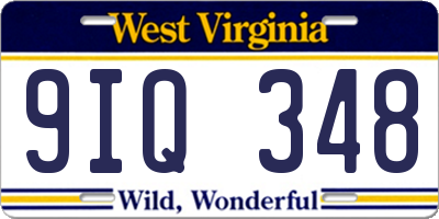WV license plate 9IQ348