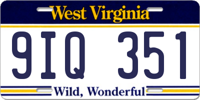 WV license plate 9IQ351
