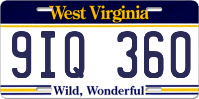 WV license plate 9IQ360
