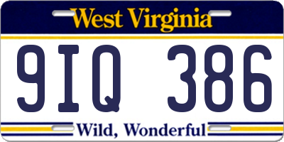 WV license plate 9IQ386