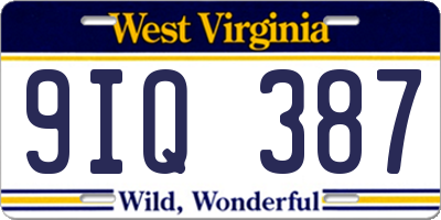 WV license plate 9IQ387