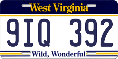 WV license plate 9IQ392