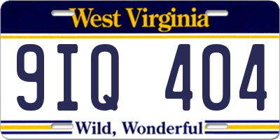 WV license plate 9IQ404