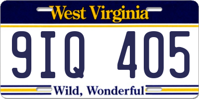 WV license plate 9IQ405