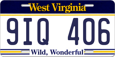 WV license plate 9IQ406