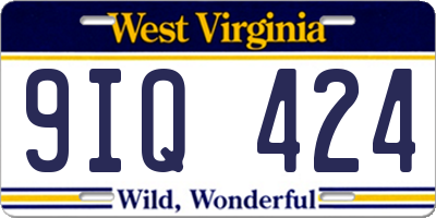WV license plate 9IQ424