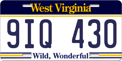 WV license plate 9IQ430