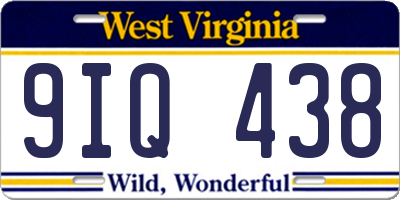WV license plate 9IQ438