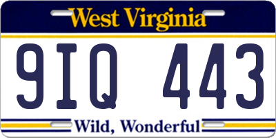 WV license plate 9IQ443