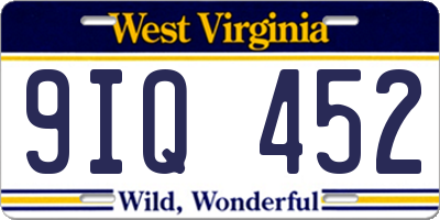 WV license plate 9IQ452