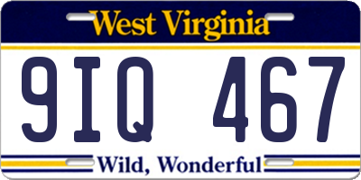 WV license plate 9IQ467