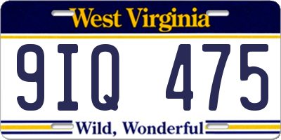 WV license plate 9IQ475