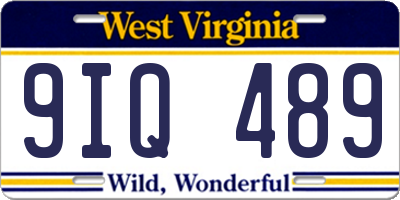 WV license plate 9IQ489