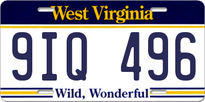 WV license plate 9IQ496