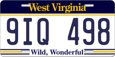 WV license plate 9IQ498
