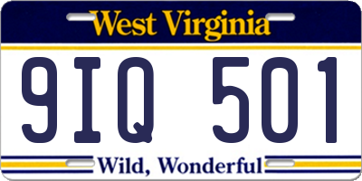 WV license plate 9IQ501