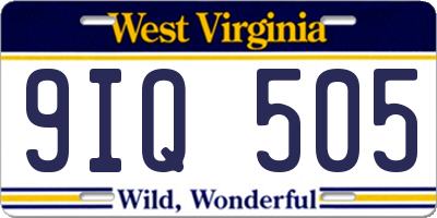 WV license plate 9IQ505
